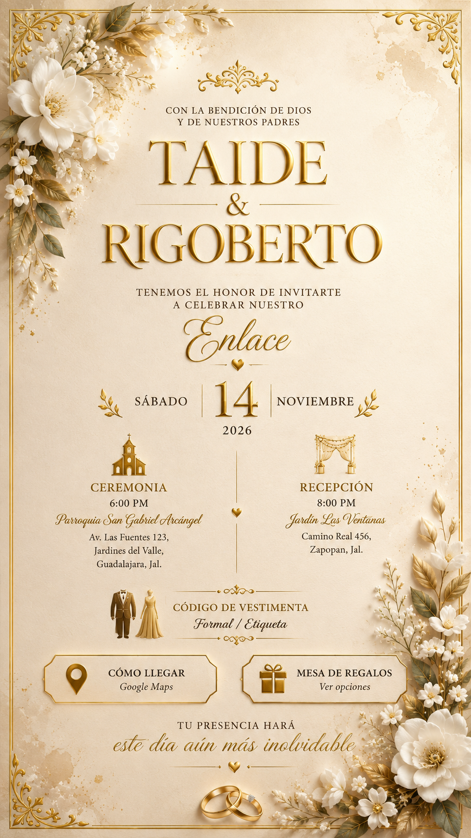 Invitación de boda abierta